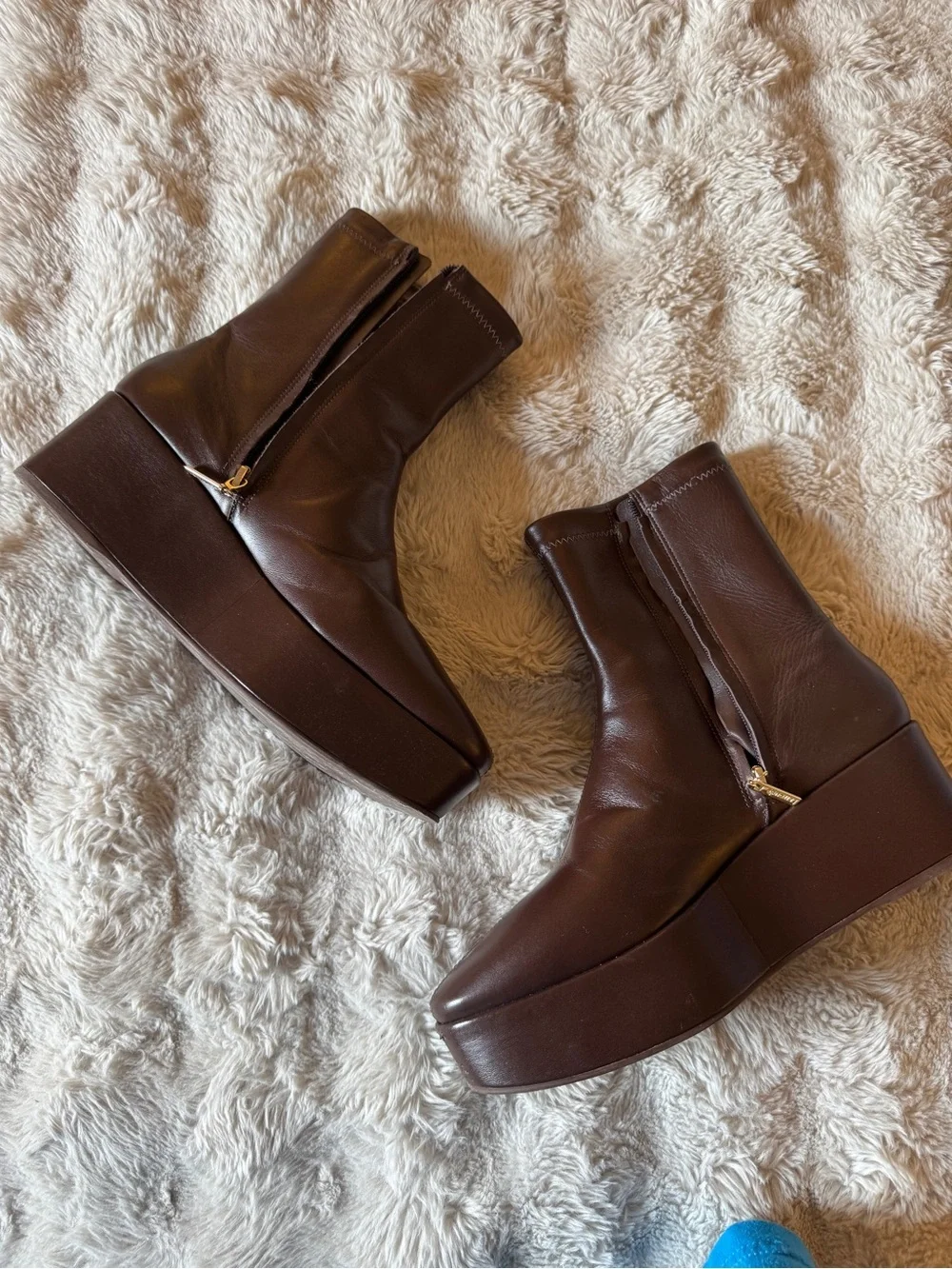 Larroude Dani Flatform Boot In Brown Leather